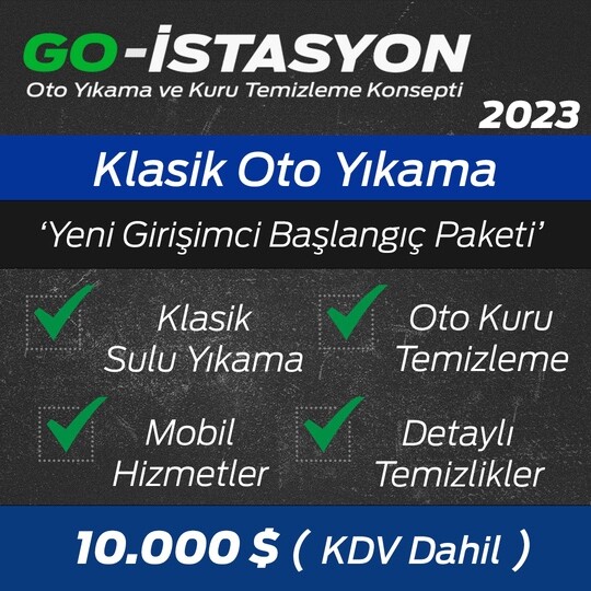 GO-ISTASYON Profesyonel Oto Yıkama İstasyonu Yatırım Başlangıç Paketi 10.000 $